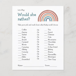 Baby shower Game zou ze een beetje Boho-regenboog 