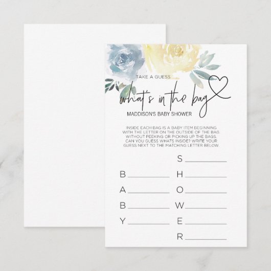 Baby shower Games Baby Boy Shower Favorieten Kaart (Voorkant / Achterkant)