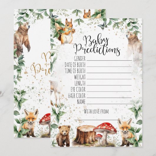 Baby shower games - Baby voorspellingen Kaart (Voorkant / Achterkant)