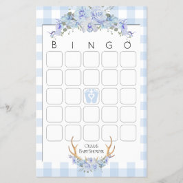 Baby shower Games Bingo BOHO Baby shower Blue Flyer