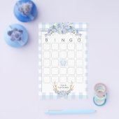 Baby shower Games Bingo BOHO Baby shower Blue Flyer (Enkel)