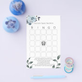 Baby shower Games Bingo Dusty Blue Roos Flyer (Enkel)