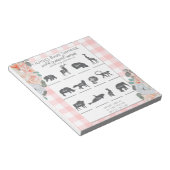 Baby shower Games Coral Rozen Gingham Notitieblok (Schuin)