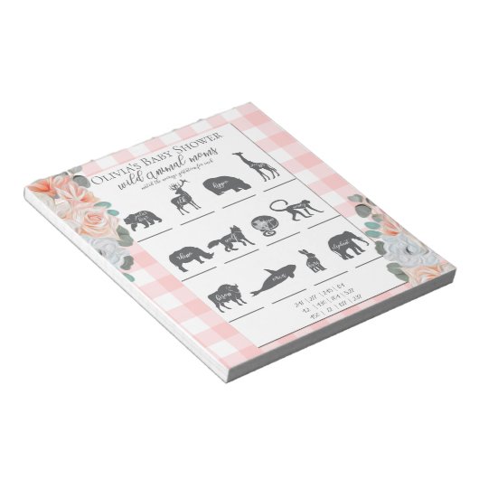 Baby shower Games Coral Rozen Gingham Notitieblok (Schuin)