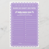 Baby shower Games in Paars Papel Picado (Achterkant)