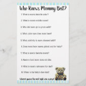 Baby shower games met blauwe en groene Teddy Bear Flyer (Achterkant)