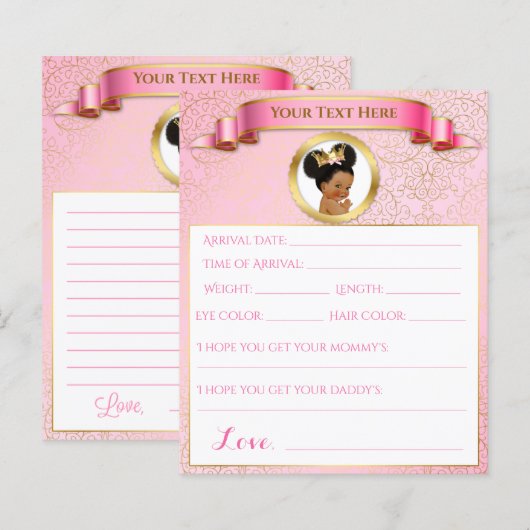 Baby Shower Games Pink Gold African American (Voorkant / Achterkant)