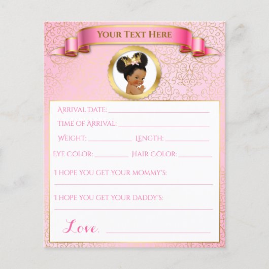 Baby shower Games Pink Gold African American (Voorkant)