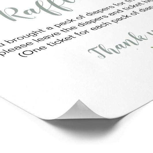 Baby shower Games Tea Party Diaper Raffle Sign Poster (Hoek)