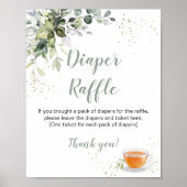 Baby shower Games Tea Party Diaper Raffle Sign Poster (Voorkant)