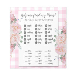 Baby shower games vind Mijn mama Roses Gingham Notitieblok