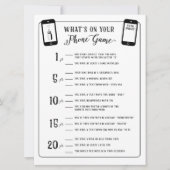 Baby shower games Wat is er op je telefoonspel? Kaart (Voorkant)