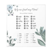 Baby shower Games Waterverf Stusty Blue Floral Notitieblok (Voorkant)