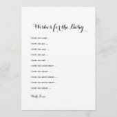 Baby shower Games: wil Baby en raad eens wie Advieskaart (Achterkant)