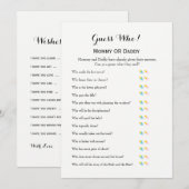 Baby shower Games: wil Baby en raad eens wie Advieskaart (Voorkant / Achterkant)
