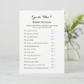 Baby shower Games: wil Baby en raad eens wie Advieskaart (Staand voorkant)