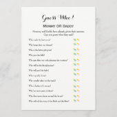 Baby shower Games: wil Baby en raad eens wie Advieskaart (Voorkant)