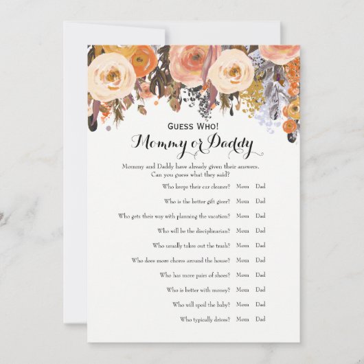 Baby shower Games: wil Baby en raad eens wie Kaart (Voorkant)