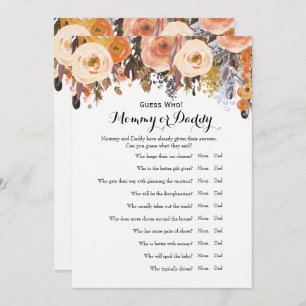 baby shower Games: wil Baby en raad eens wie Kaart