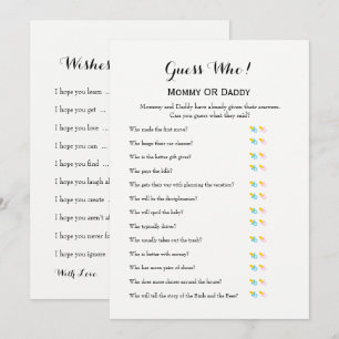 baby shower Games: wil Baby en raad eens wie Kaart