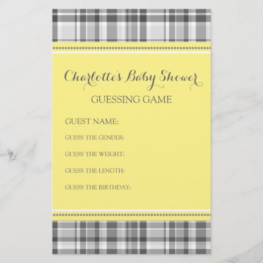 Baby shower gaming Geel Geel Grijs (Voorkant)