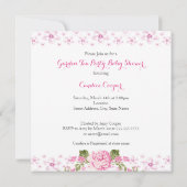 Baby shower Garden Tea Party Lace Pink Ethnic Kaart (Achterkant)