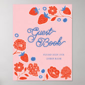 Baby shower Gastboek Bessen & Bloemen Poster (Voorkant)