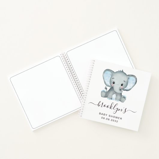 Baby shower gastboek | Blauwe olifant Notitieboek (Binnen)