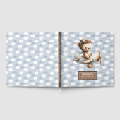 Baby shower Gastboek Boy Teddy Bear Pilot Blue Gastenboek (Volledig)
