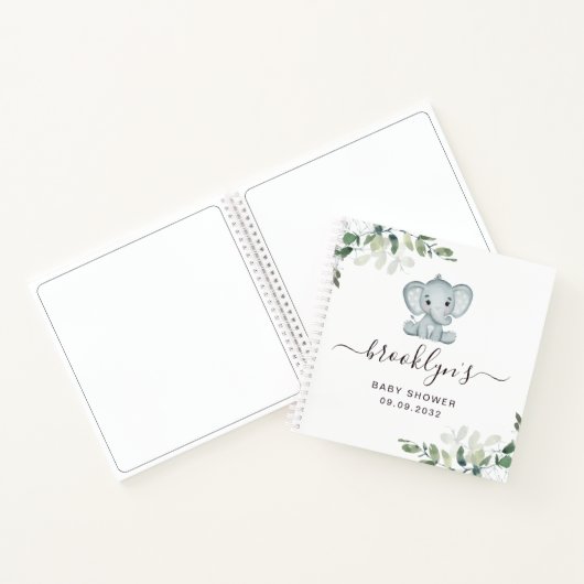 Baby shower gastboek | Elephant Eucalyptus Notitieboek (Binnen)
