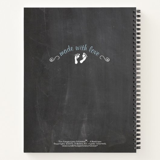 Baby shower Gastboek met Twin Boys Blue Elephants Notitieboek (Achterkant)