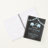 Baby shower Gastboek met Twin Boys Blue Elephants  Notitieboek (Binnen)