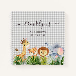 Baby shower gastboek   Oerwoud Gingham Notitieboek