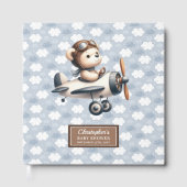 Baby shower Gastboek Schattige Teddy Bear Pilot Bl Gastenboek (Voorkant)