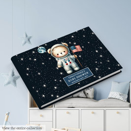 Baby shower Gastboek Teddy Bear Astronaut Boys Gastenboek