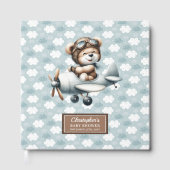 Baby shower Gastboek Teddy Bear Pilot Boy Decor Gastenboek (Voorkant)