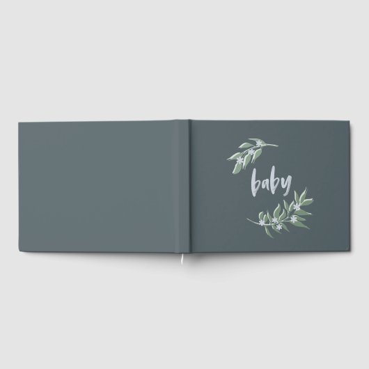 Baby shower gastenboek - Blauwe bloemenkrans (Volledig)