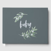 Baby shower gastenboek - Blauwe bloemenkrans (Voorkant)