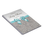 Baby shower Gastenboek Faux Silver Sequins Blauwgr Notitieboek (Rechterzijde)