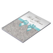 Baby shower Gastenboek Faux Silver Sequins Blauwgr Notitieboek (Linkerzijde)