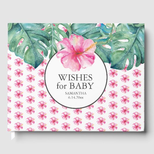 Baby shower Gastenboek Tropical Flowers (Voorkant)