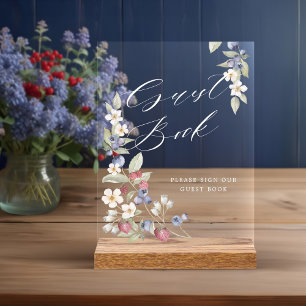 Baby shower Gastenboek Wild Berries & Flowers Acryl Bord