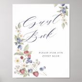 Baby shower Gastenboek Wild Berries & Flowers Poster (Voorkant)