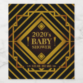 Baby shower Gatsby Gold 2020 Wijn Etiket (Enkel label)