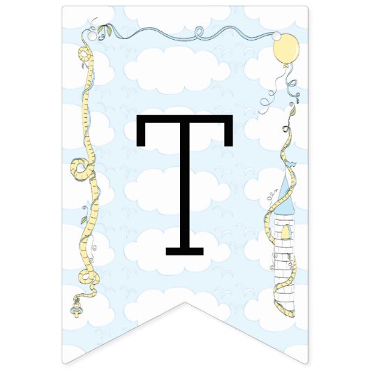 Baby shower Geel/Blauw/Kasteel, Swallowtail Banner (Tweede vlag)