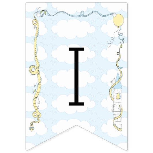Baby shower Geel/Blauw/Kasteel, Swallowtail Banner (Eerste vlag)