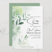 Baby shower- Geel Groen Botanisch Kaart (Voorkant / Achterkant)