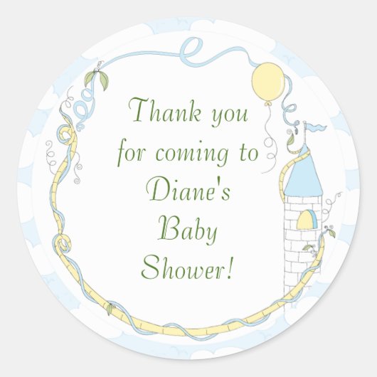 Baby shower Geel/KasteelStickers 1 1/2"of 3" Ronde Sticker (Voorkant)