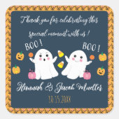 Baby shower Geesten Dank u Blue Favor Sticker (Voorkant)