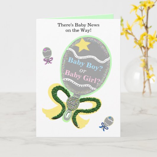 Baby shower Gefeliciteerd Baby Rattles Kaart (Gele Bloem)